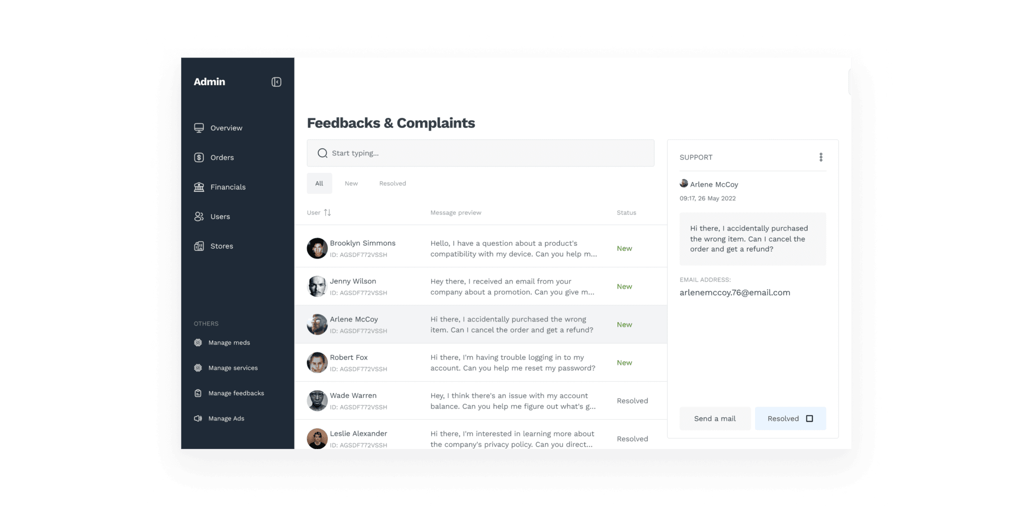 Swish Relief marketplace browsing screens